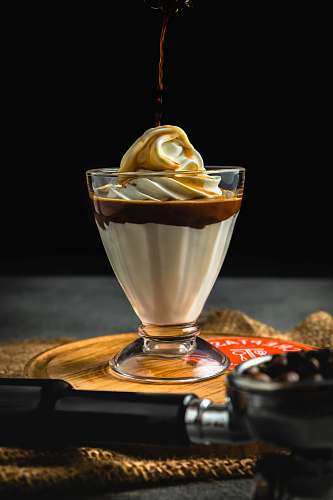 dessert clear sorbet glass filled with soft ice cream food