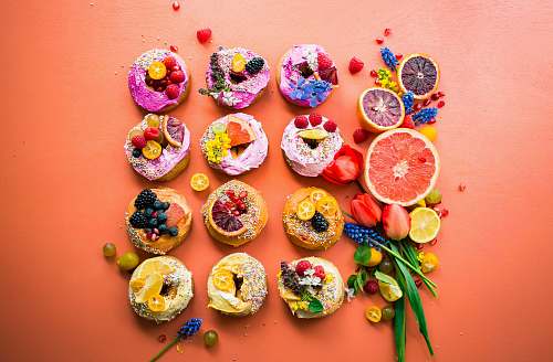 dessert assorted flavor donuts with berries on top donut