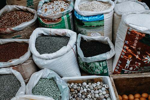 bean assorted labeled sacks flora