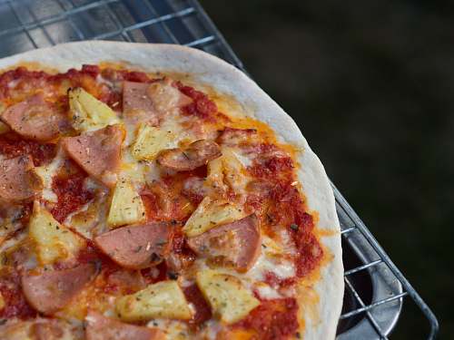pizza baked Hawaiian pizza cutlery
