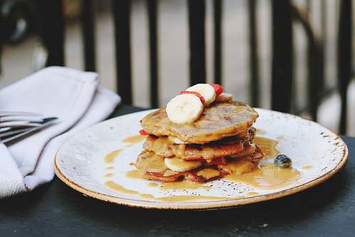 pancake baked patty in plate pancakes