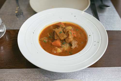 curry beef stew served on dish bowl