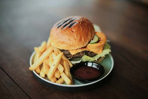 bread bowl of fries and burger burger