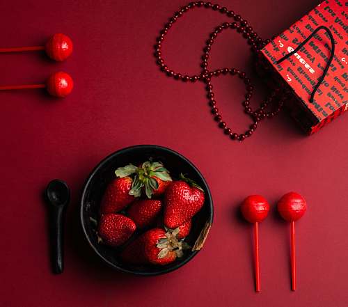 fruit bowl of strawberries on table strawberry