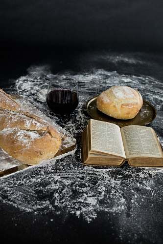 bread bread beside book page bun