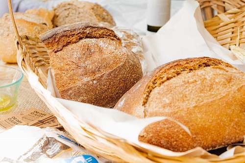 bread bread placed on basket bun