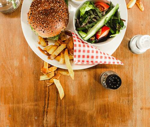 burger burger and fries on plate fries