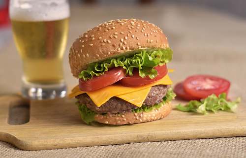 burger burger patty on board alcohol