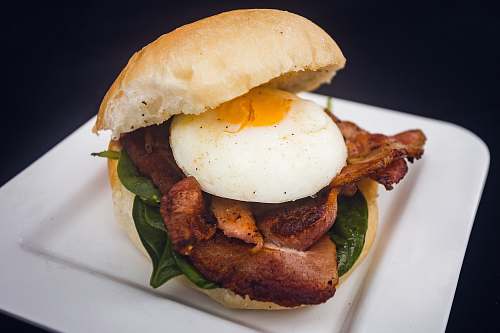 burger burger with egg breakfastmeat
