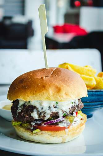 burger burger with tomato, onion, and patty country