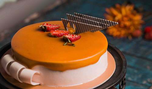 cake cake with slice strawberry fruits dessert