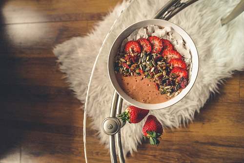 fruit cereal with sliced strawberries strawberry