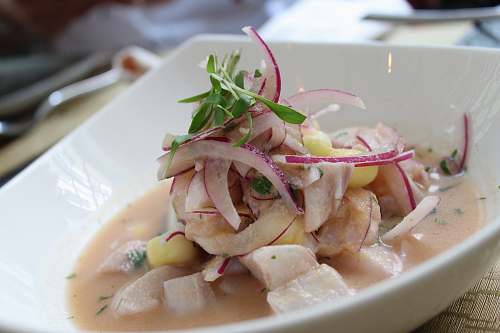 meal ceviche on white bowl dish
