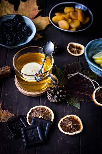 tea clear glass teacup on table drink