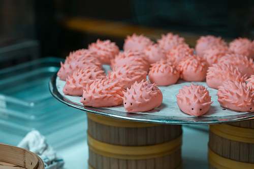 sweets cooked food on grey tray confectionery