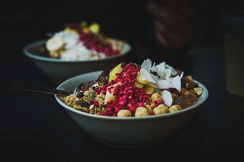bowl cooked food on white ceramic bowl healthy