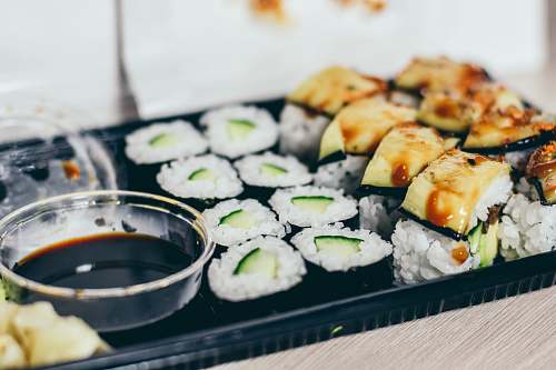sushi cooked food 