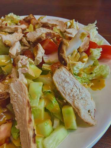 meal cooked meat with vegetables salad