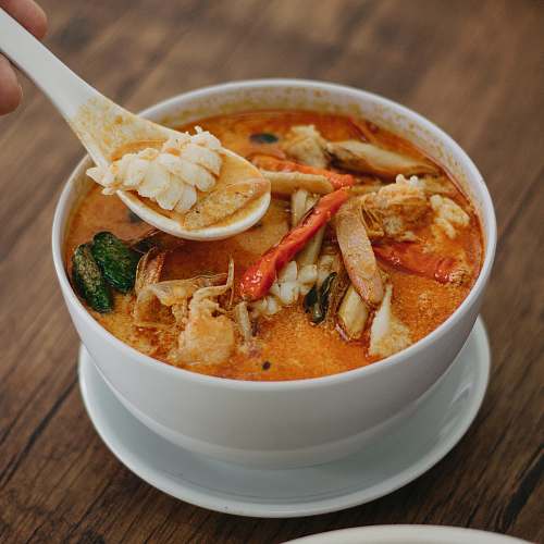 dish crab soup on white ceramic bowl bowl
