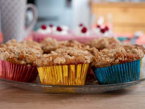 muffin cupcakes on glass tray dessert