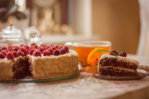 fruit dessert cake on plate plant