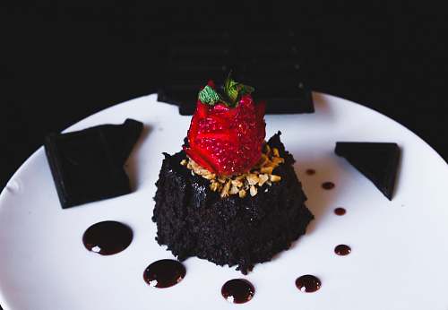 dessert dessert on white ceramic plate cake