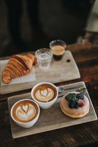 coffee doughnuts with latte cups cup