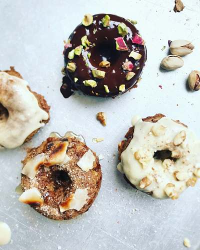chocolate four baked donuts sweet