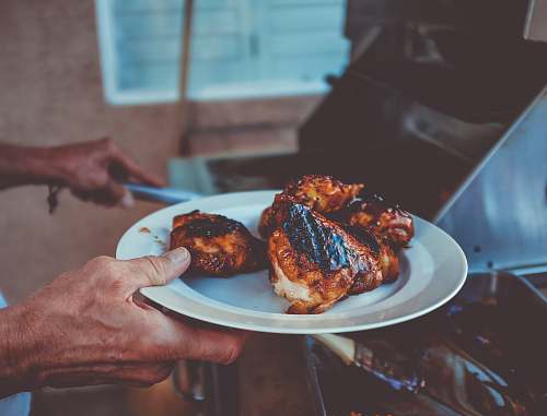 bbq fried chickens on plate chicken