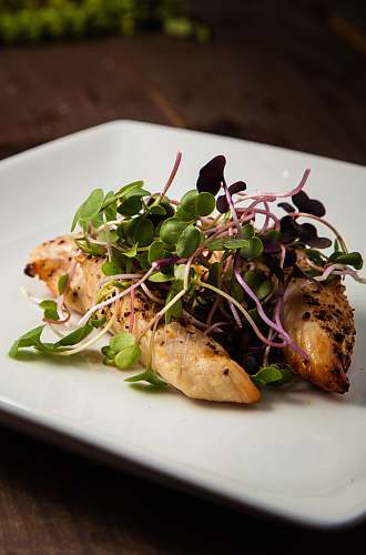 meal fried food with herbs dish