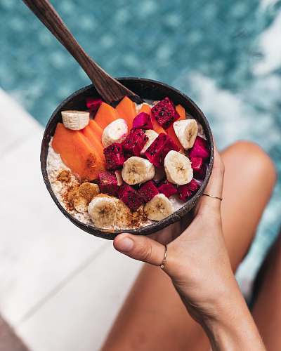 human fruits in bowl breakfast
