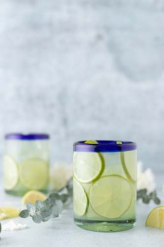 plant glass of lemon juice lime