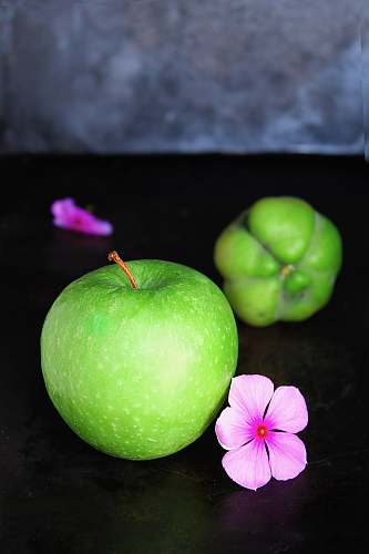 fruit green apple and pink flower apple