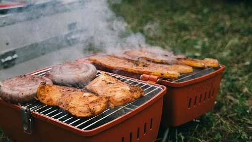 bbq grilled meat on outdoor grill donauworth