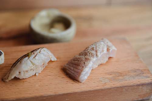 bread meat on wooden board wood