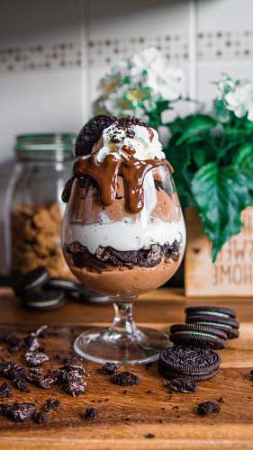 dessert Oreo cookie sandwiches dessert in short-stem glass ice cream