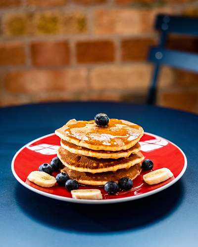 pancake pancake with blueberries on top bread
