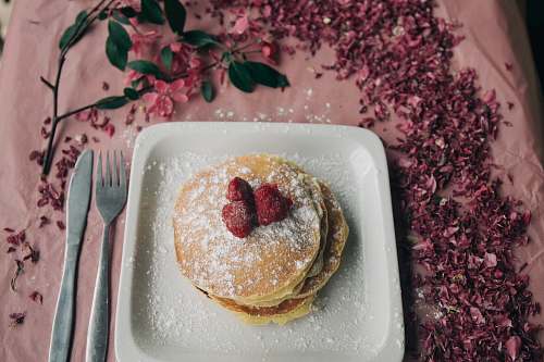 pancakes pancake with strawberries dessert