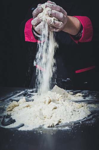 flour person mixing dough human
