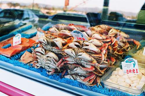 seafood pile of edible crabs crab