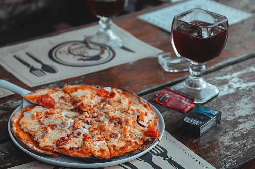 pizza pizza on the plate glass