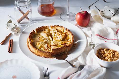 cake plate of cooked food apple