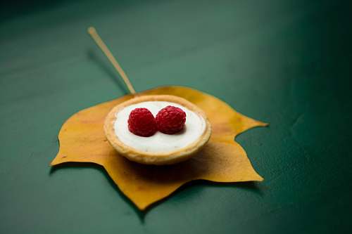 fruit red berry on top of cream in shallow focus photography raspberry