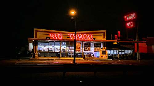 meal red Donut Dip neon sign restaurant