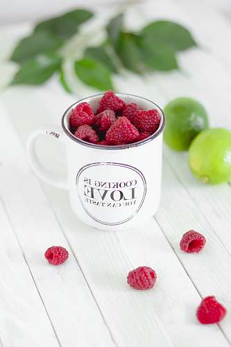 fruit red fruit in white mug raspberry