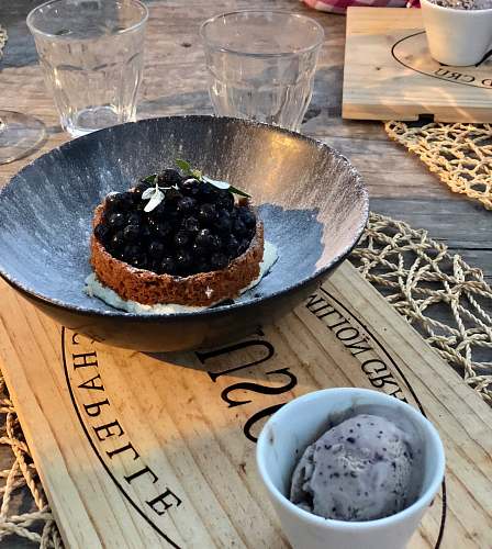 fruit round black bowl with black berries blueberry