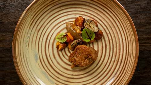 meal round brown ceramic plate dish