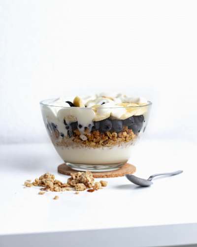 cream round white glass bowl dessert
