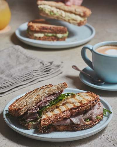 spoon sandwich on plate cutlery