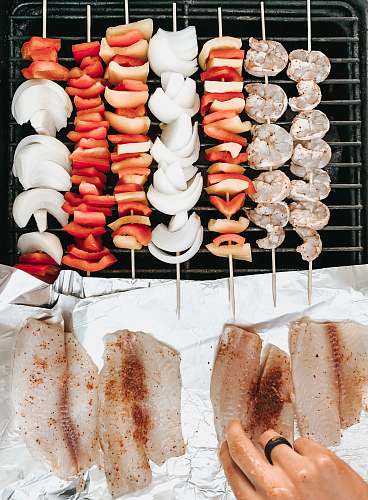 confectionery skewered food on grill sweets